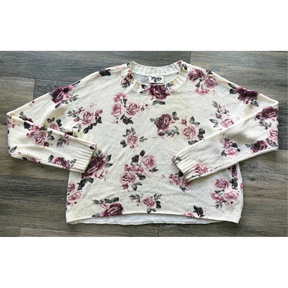 Show Me Your Mumu Blushing Buddies Cropped Floral Sweater Small